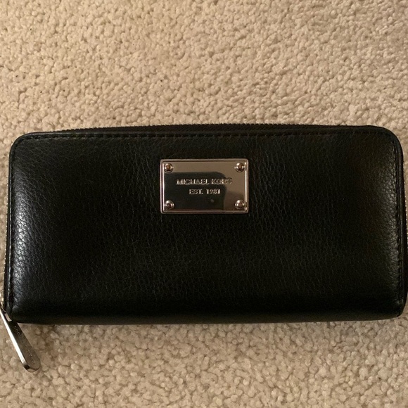 Michael Kors Handbags - Michael Kors Black Pebble Leather Long Wallet - Like New